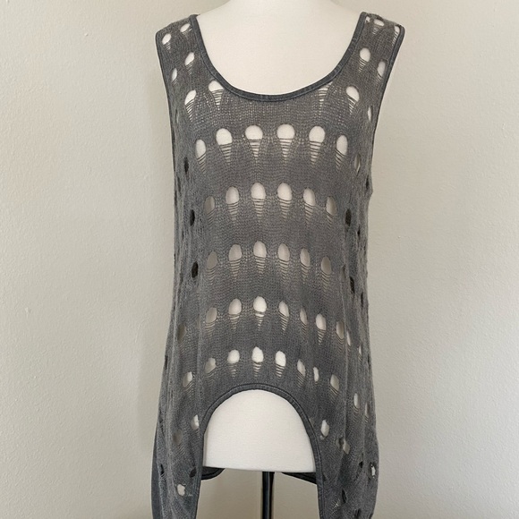 Tops - Faded Gray Asymmetrical Long Tank